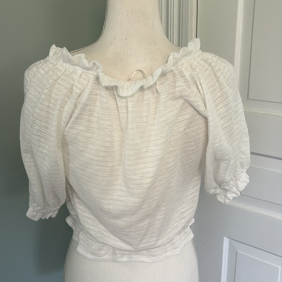 Free People White Dorothy Puff Sleeve Cropped Top Milk Maid size XS - Picture 3 of 4